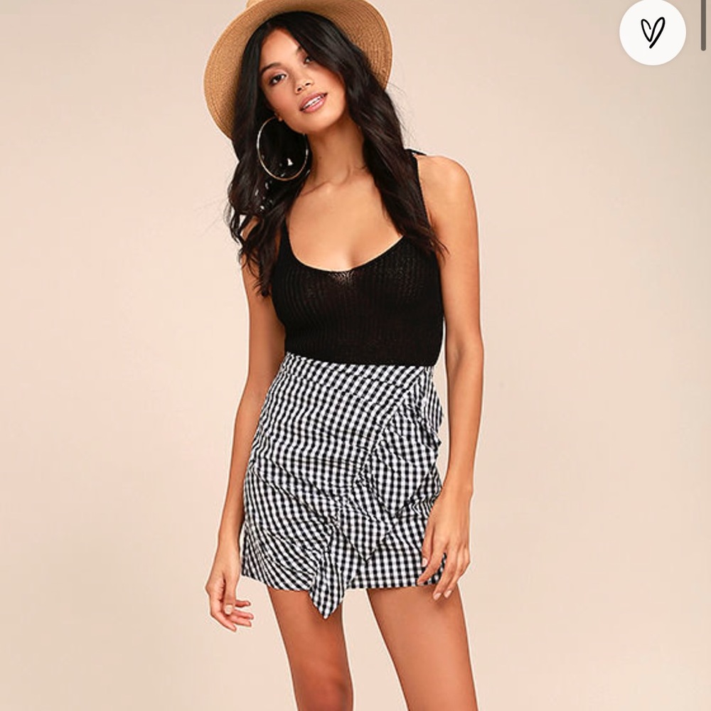 Black and White Gingham Mini Skirt
